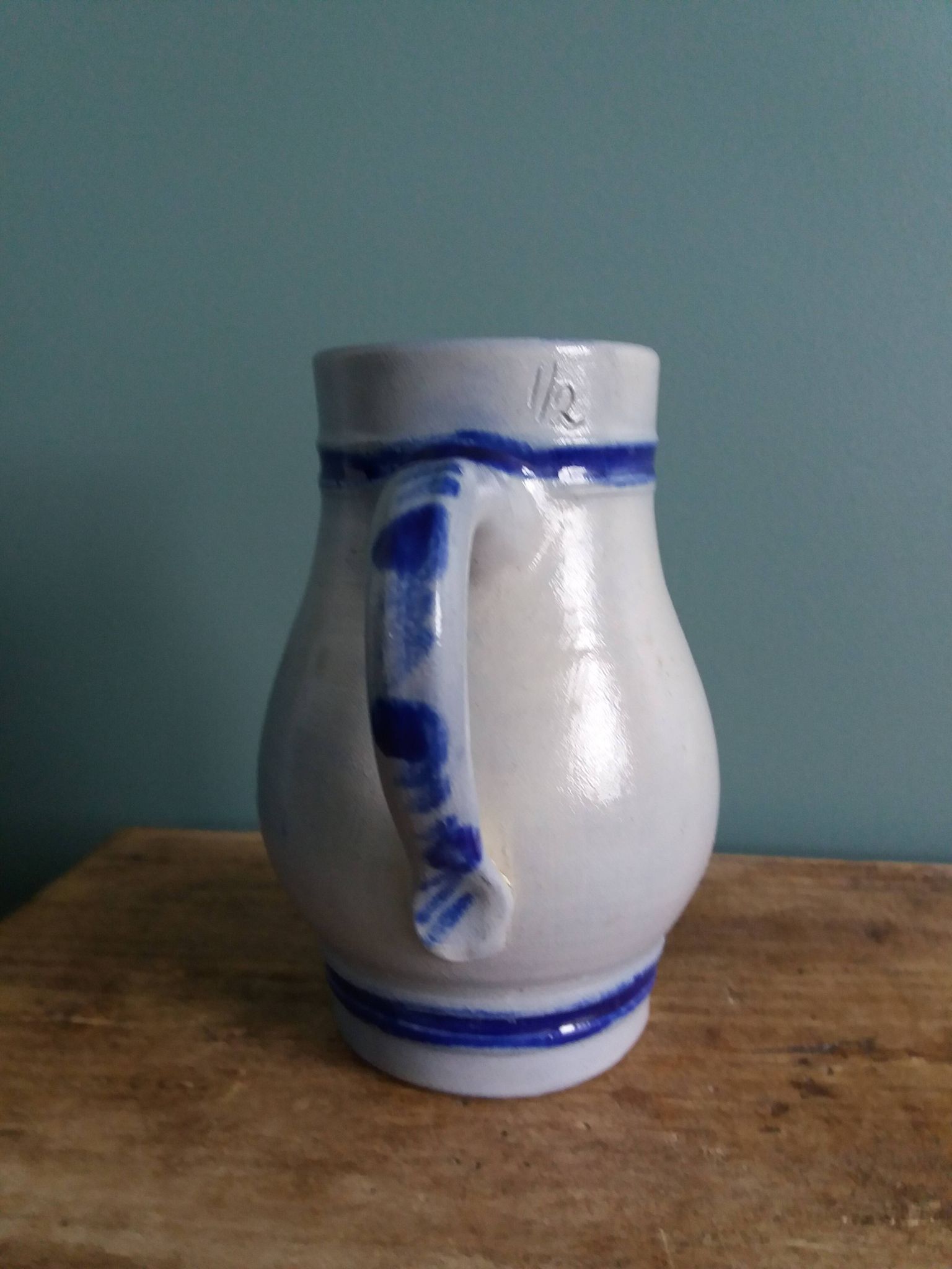 Alsace stoneware pitcher signed Remmy fils Betschdorf