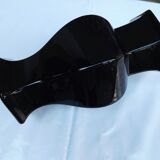 Hexagonal ceramic vase enamelled black France