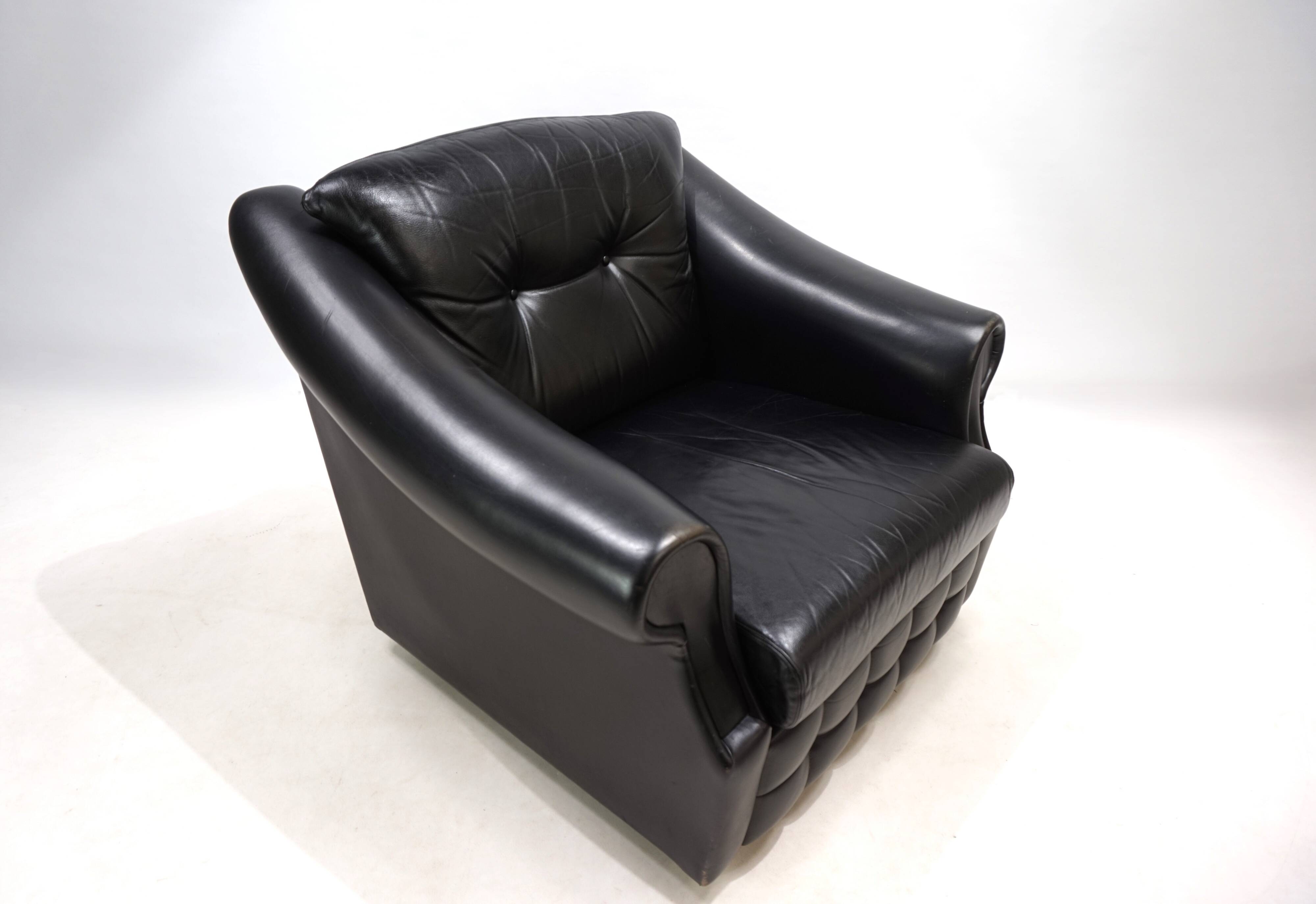 Fauteuil Art Déco en cuir, France 1960