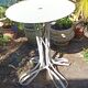 Eiffel garden table from the 19th century in wrought iron – round white top Ø 60 cm