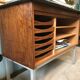 Vintage Scandinavian wood roller cabinet brand Facit