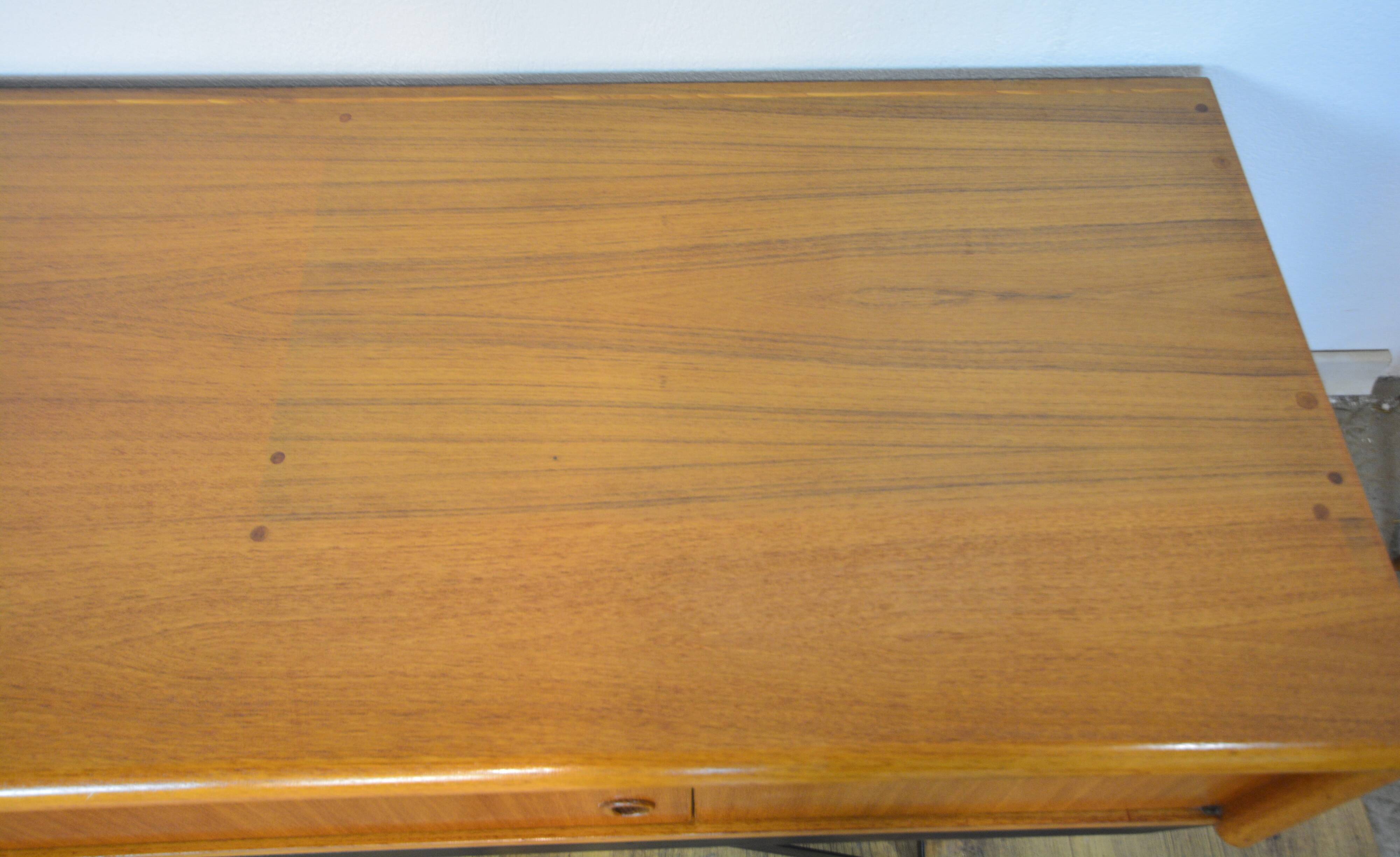 Low Scandinavian teak sideboard Metal