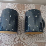 Duo of large mugs gres blue pea white