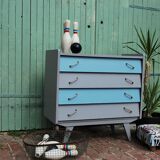 Renovated blue vintage chest of drawers