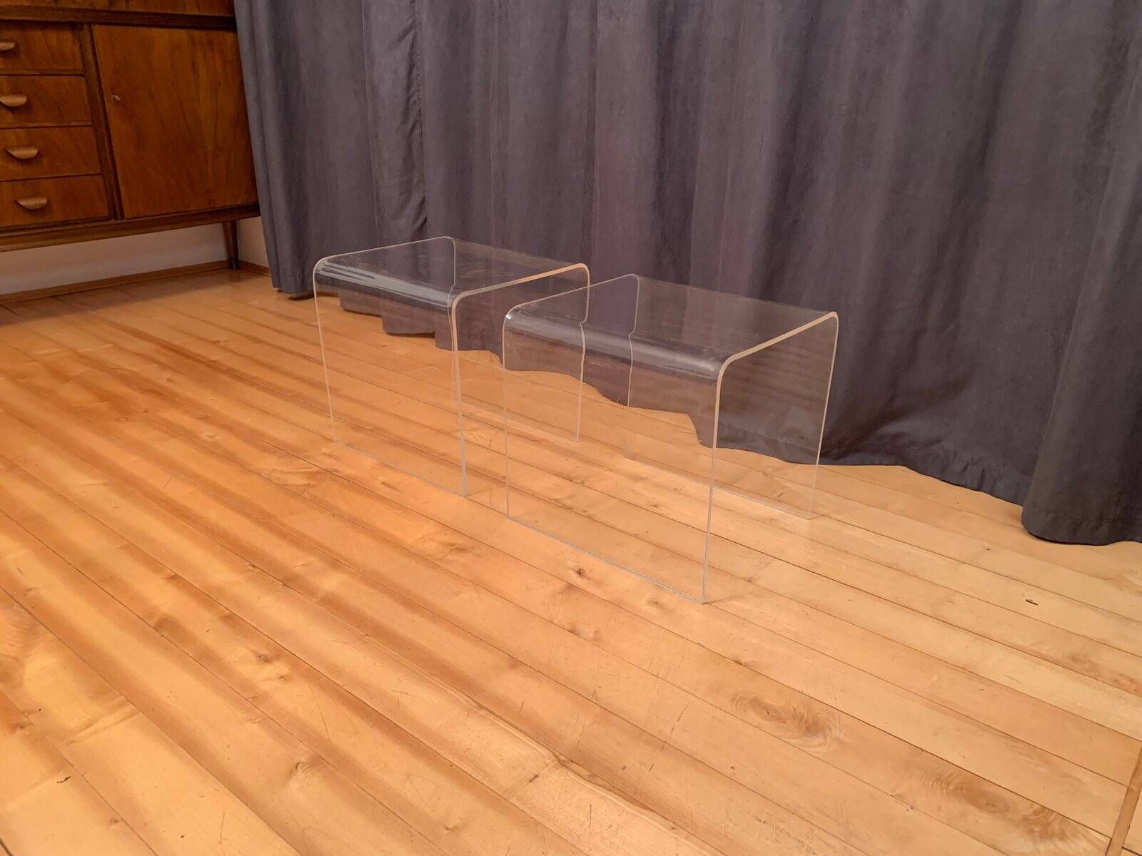 Vintage side tables in acrylic, 1970s, set of 2