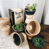 Set of 6 glazed stoneware planters