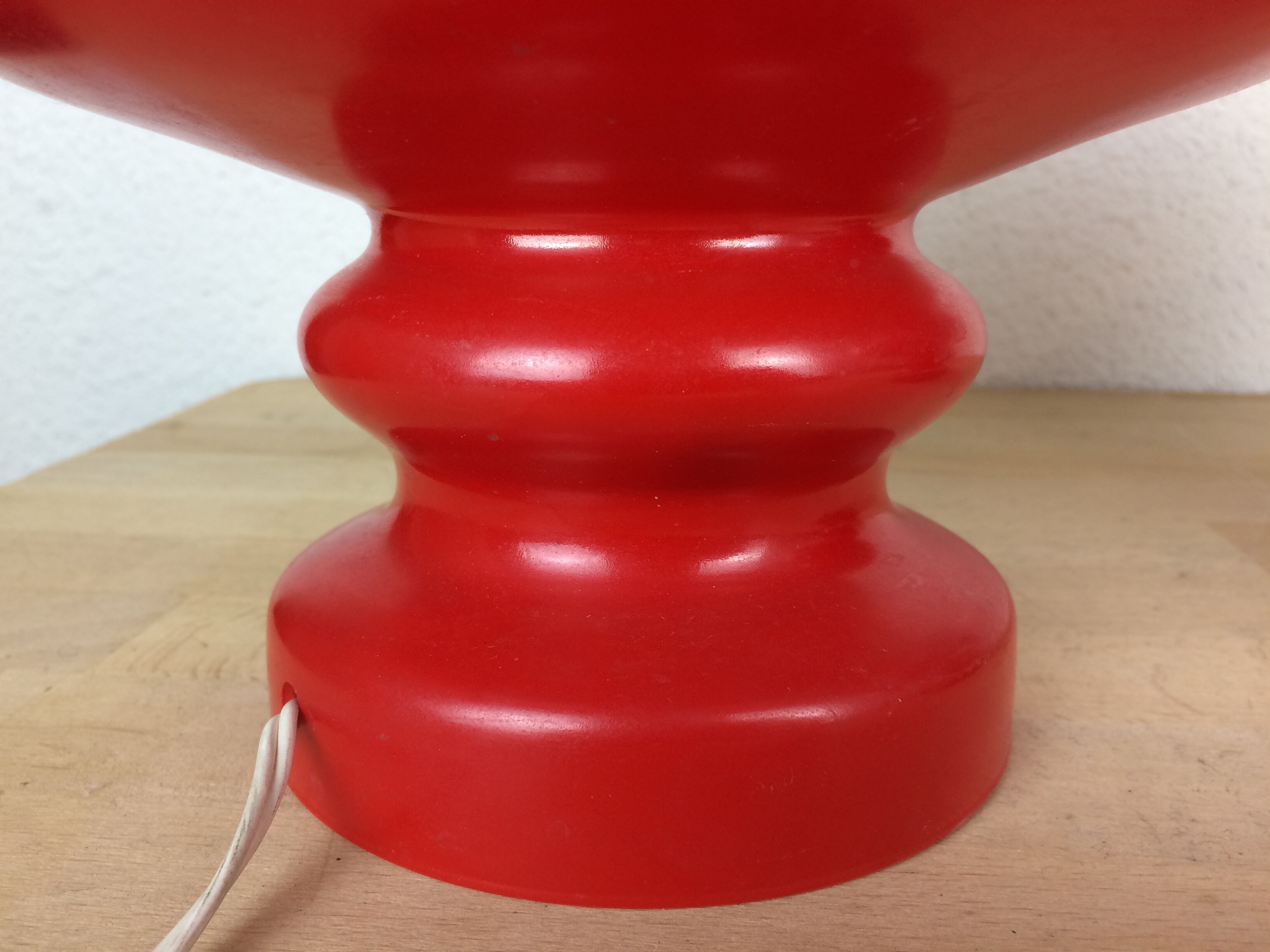 Pair of mushroom lamps red glass space age, 70s