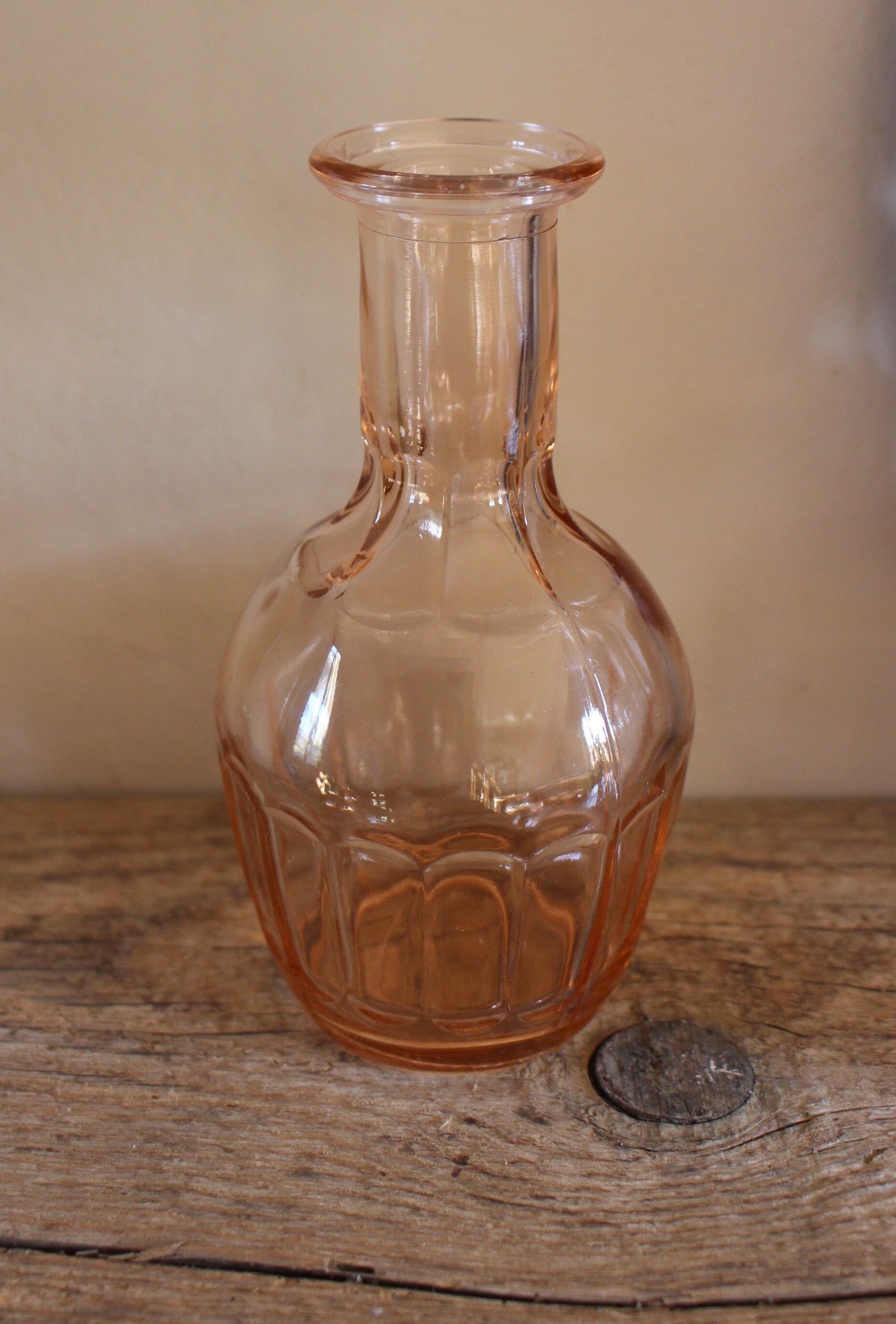 Vase soliflore old glass rosaline neck round belly