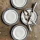 4 dessert plates in white, black and gold Limoges porcelain