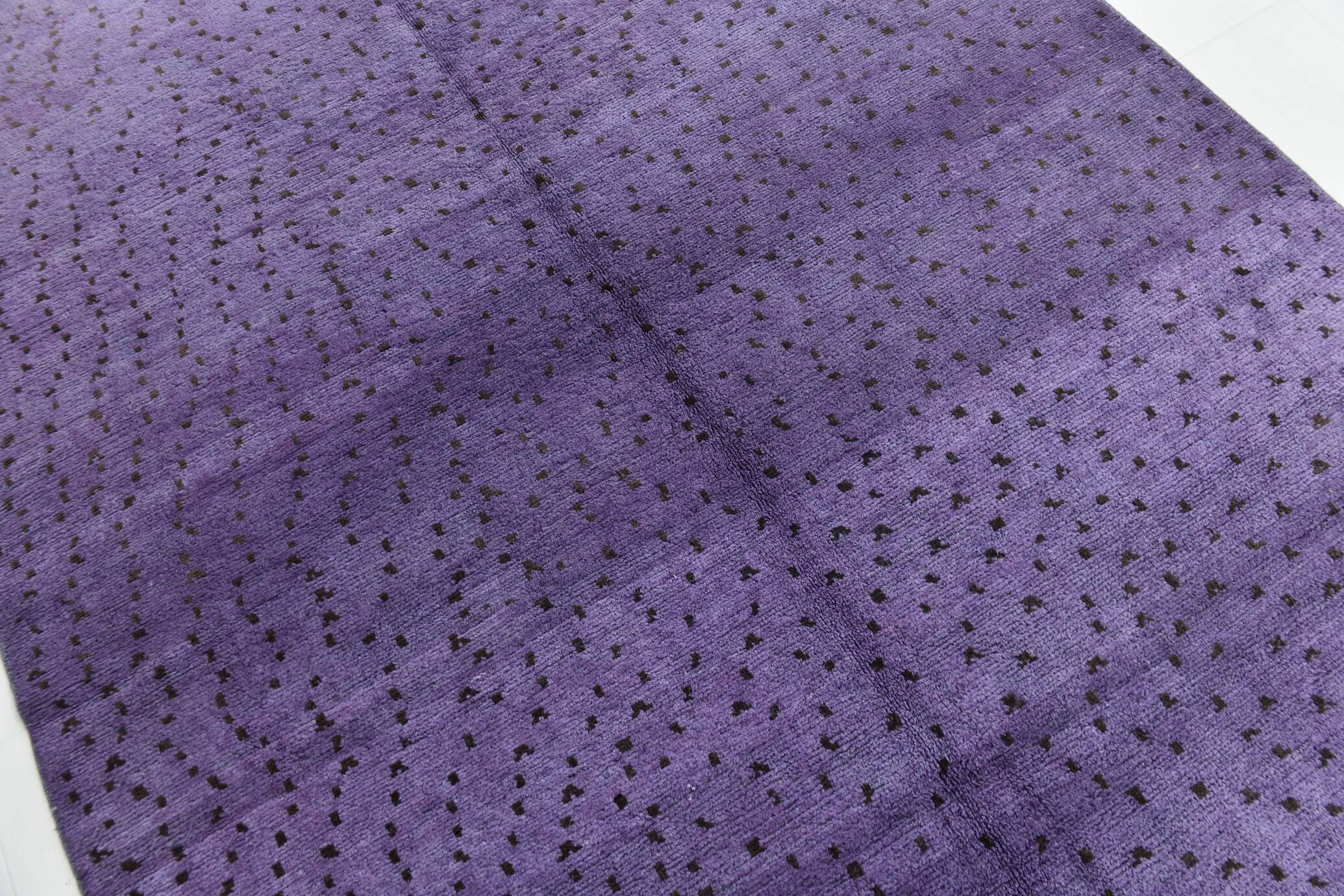 Purple & Brown Polka Dot Kilim Rug, 206x263Cm