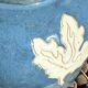 Magnificent Blue Glazed Ceramic Vase with White Plane Tree Leaves Decor