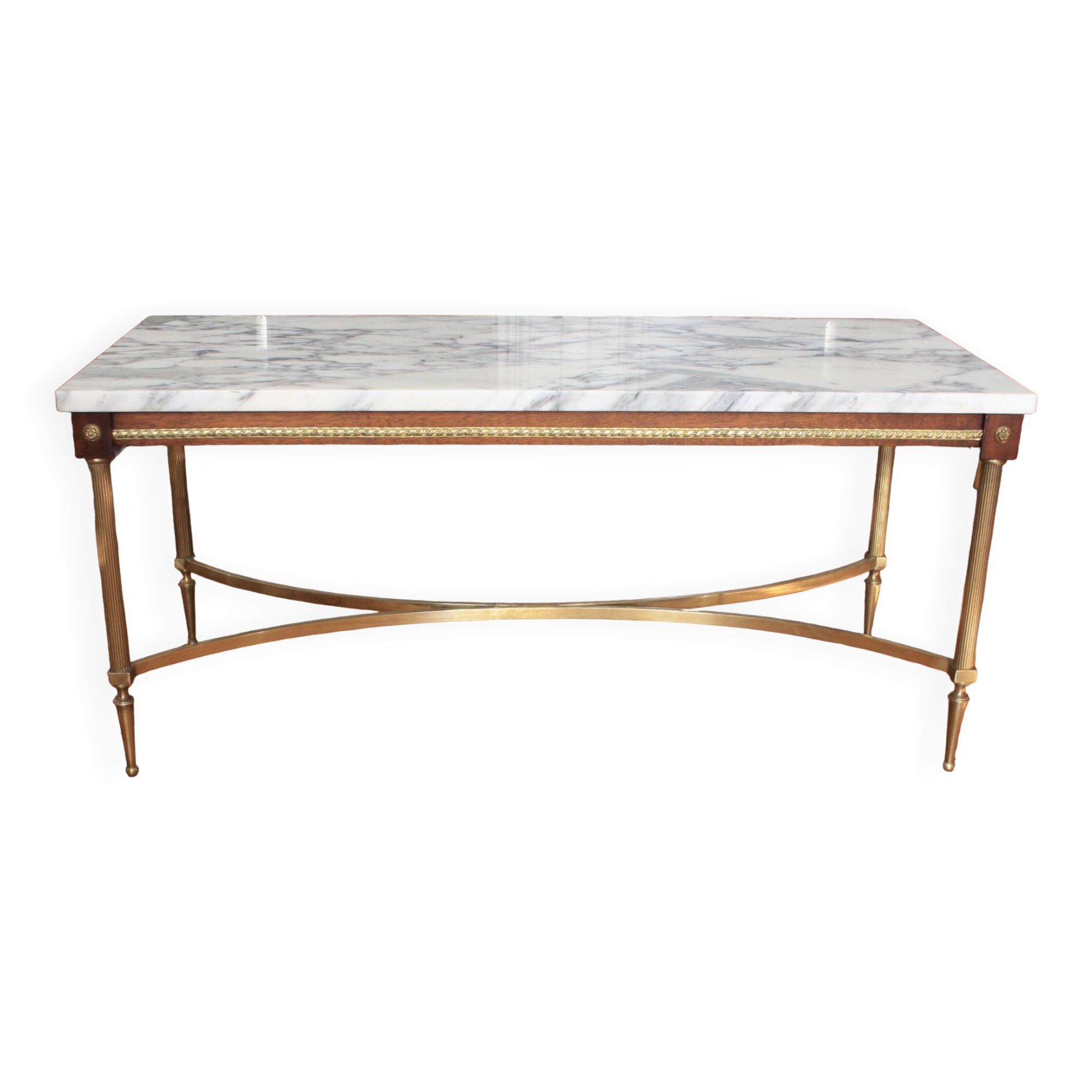 Table basse marbre laiton et bois