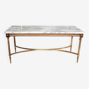Table basse marbre laiton et bois