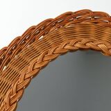 Small mid-century rattan mirror, France 1960s