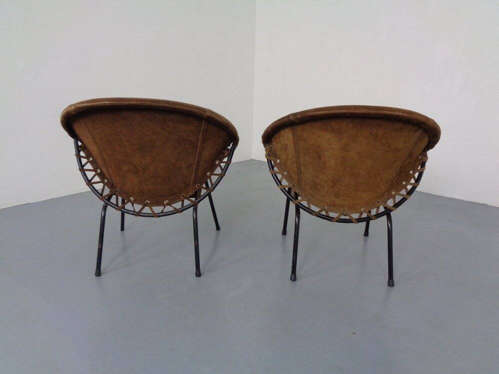 Set of vintage suede lounge chairs from Lusch, Germany, 1960s.
