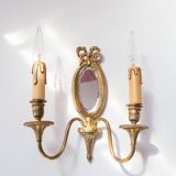 Ancienne applique en bronze avec miroir biseauté
