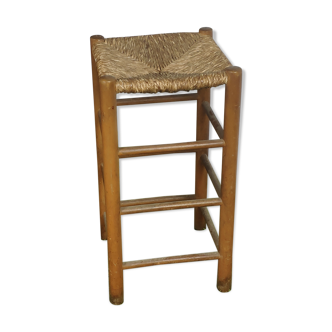 Ancient wooden and straw tabouret