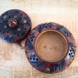 Coffret souvenir vintage en bois sculpté à la main, boîte à bijoux ronde