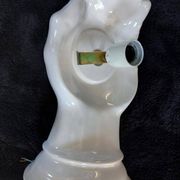 Giant hand-applied white ceramic Art Deco lamp.