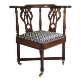 Chaise d'angle géorgienne en acajou sur roulettes, XIXe siècle