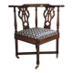 Chaise d'angle géorgienne en acajou sur roulettes, XIXe siècle