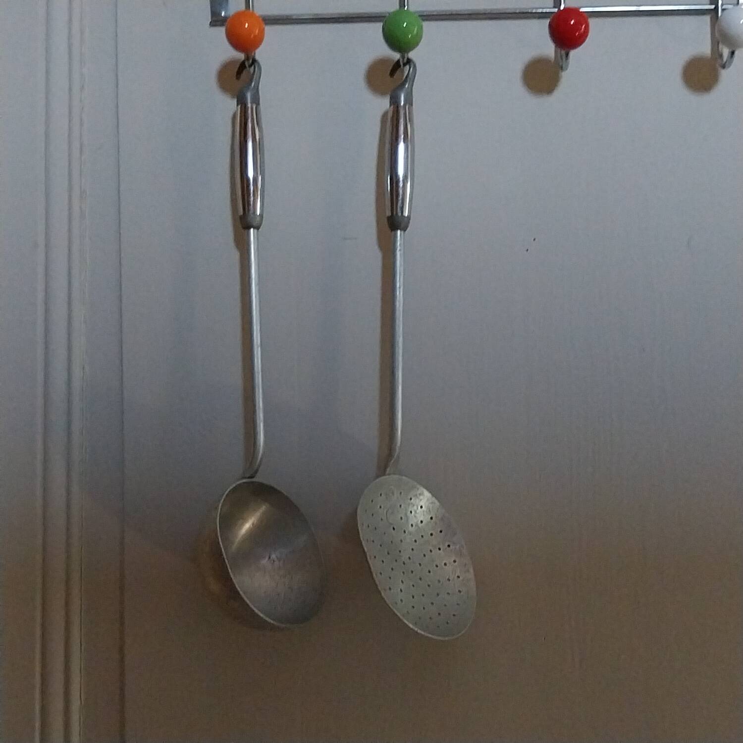 Vintage aluminum skimmer and ladle