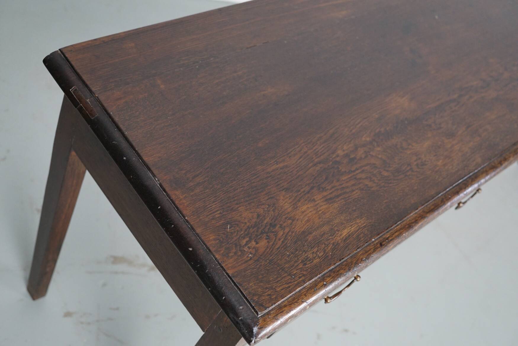 Vintage English Rustic Farmhouse Oak Side Table, 1950s