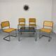 Space coffee table from the 70s, tubular metal and vintage smoked glass