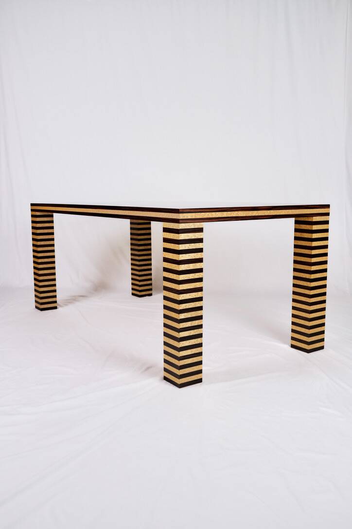 Memphis style dining table, wood, Italy