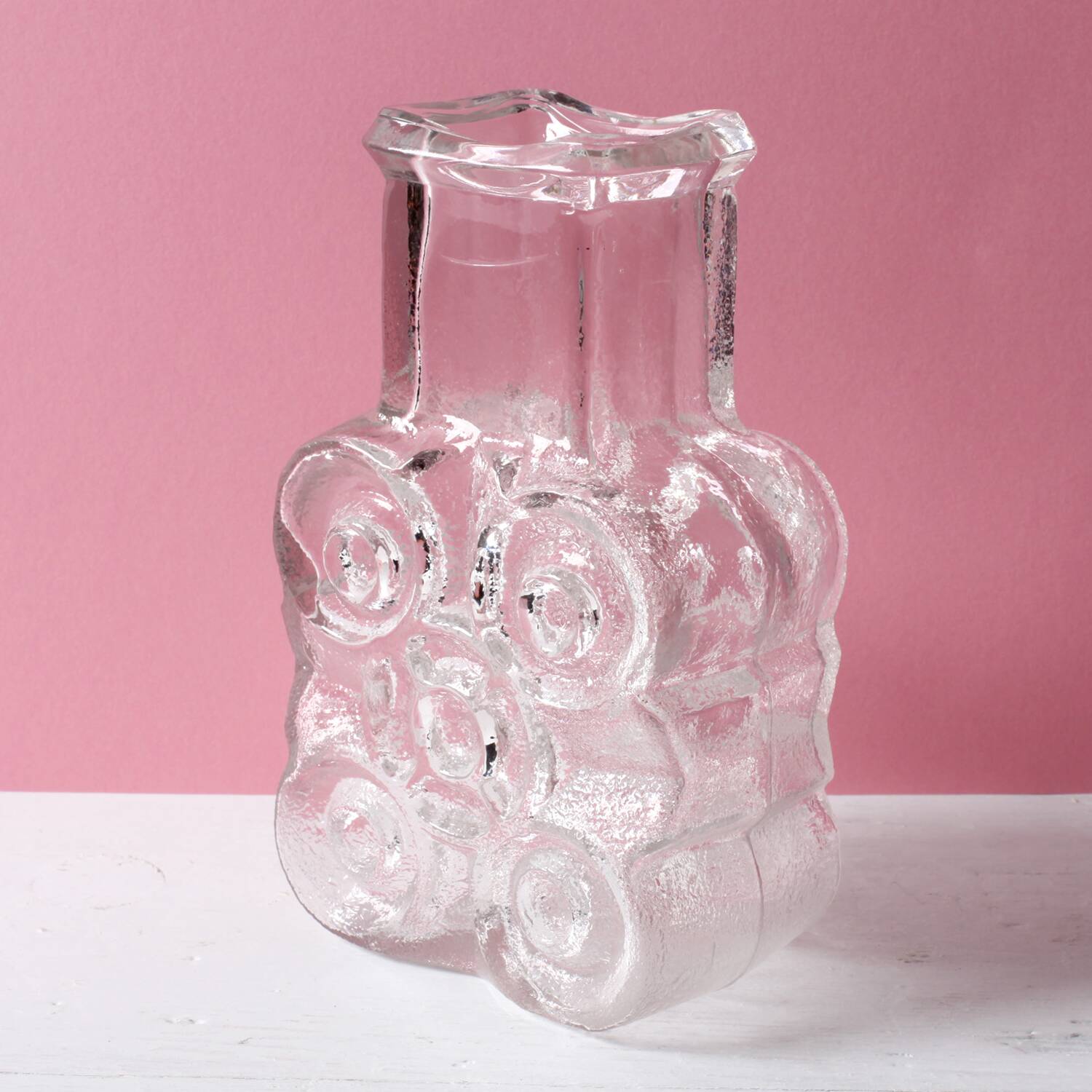 Pressed Glass Vase On The Rocks by Heiner Düsterhaus / Walther Glas / 1972