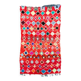 Moroccan Berber Rug Boucherouite Red, 130x230 cm