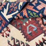 Antique Turkish Kilim Rug: Handwoven Wool Tribal Flatweave 190x106 cm
