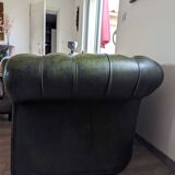 Green leather Chesterfield sofa