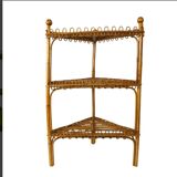 Étagère d'angle sur pied en bambou et rotin