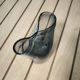 Smoked glass vase with blue gradient