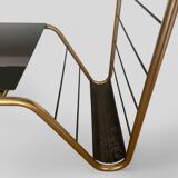 Modernist coffee table in metal and smoked glass