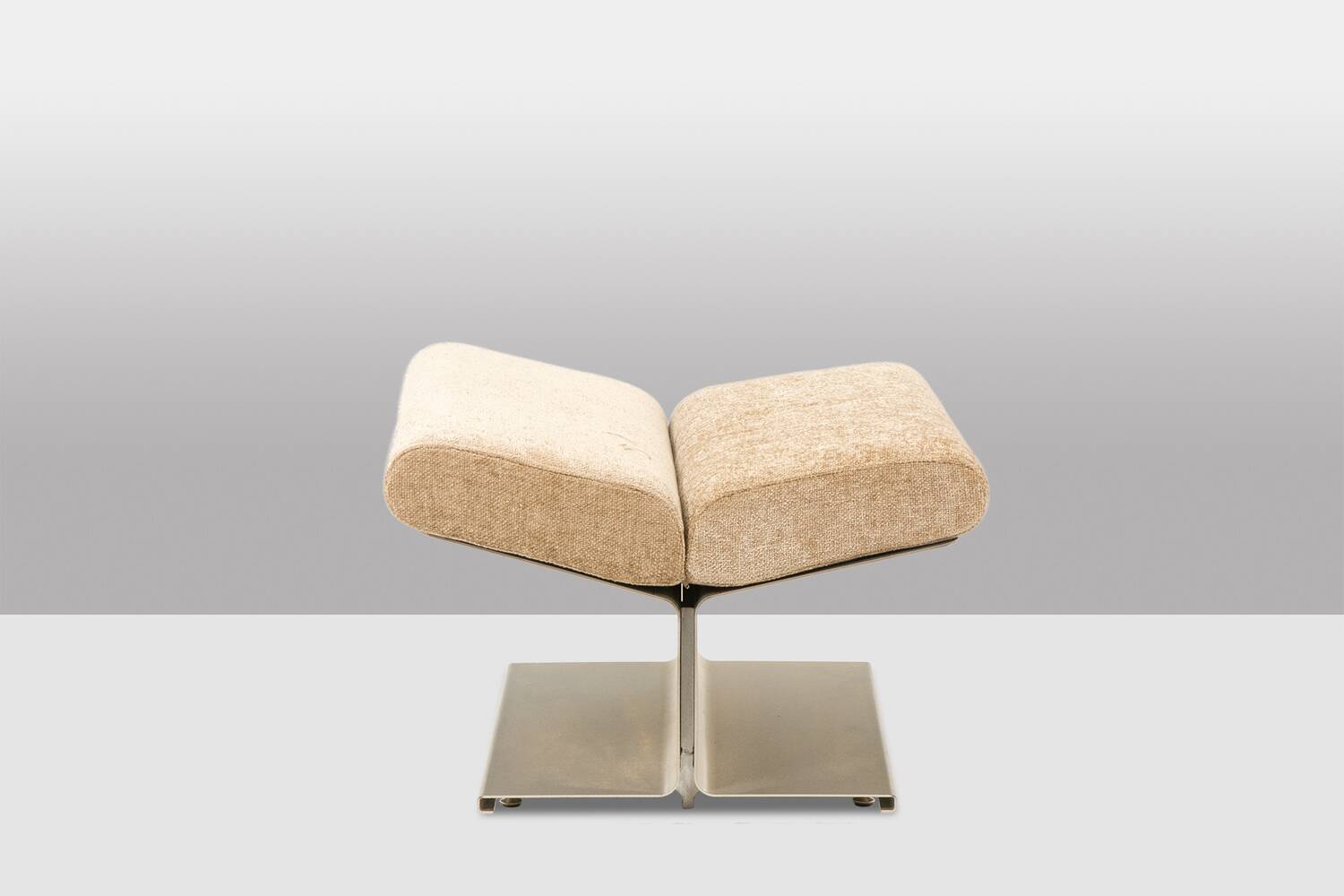 Paul Geoffroy for Uginox. Pair of brushed steel stools. Circa 1970.