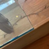 Gae Aulenti coffee table for Fontana Arte, transparent glass top with black cast iron supports, 1980s.