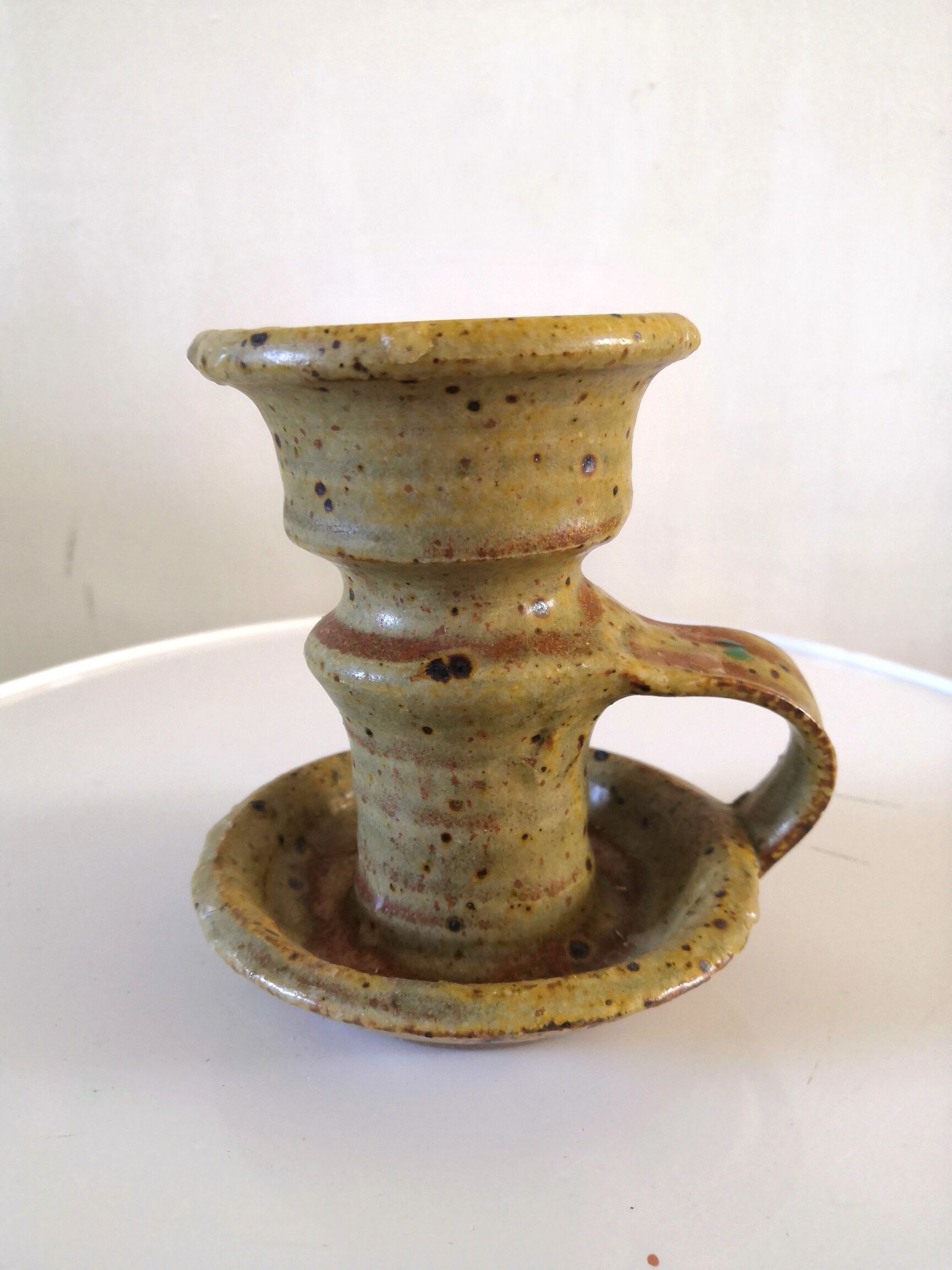 Ceramic candle holder signed Tiffoche design 60s