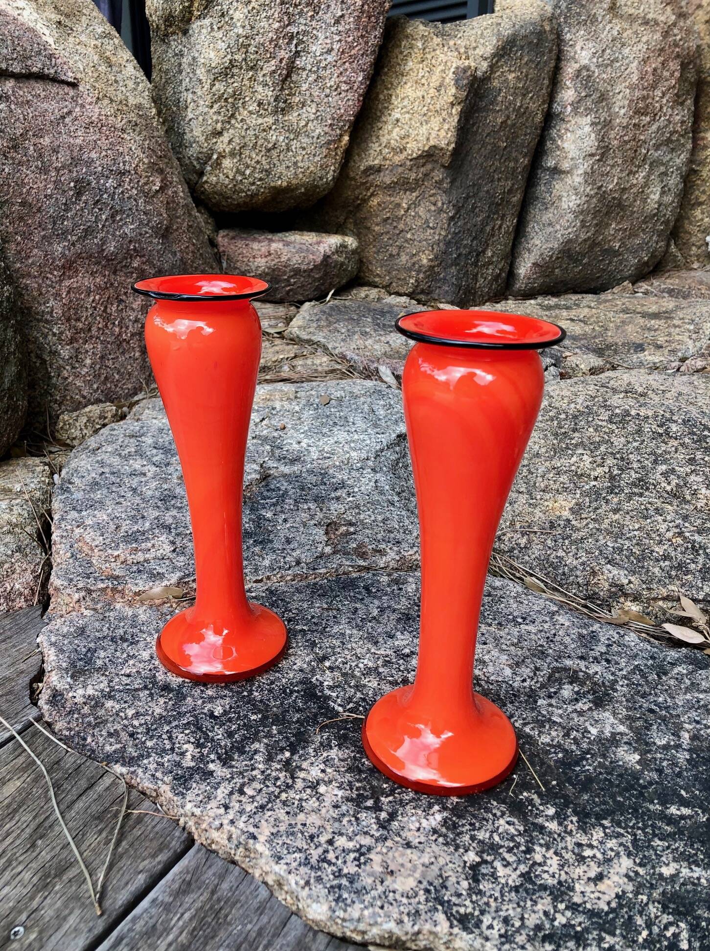 Pair of narrow-necked (or tulip-shaped) vases, 1970s