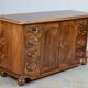 Rustic walnut sideboard with inlaid parquetry, vintage quality.