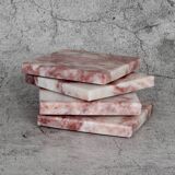 Madeji – Pink Square Natural Marble Coasters- set of 4