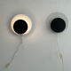 Pair of vintage "Cirkle" wall lights in black and white lacquered metal, Denmark 1970