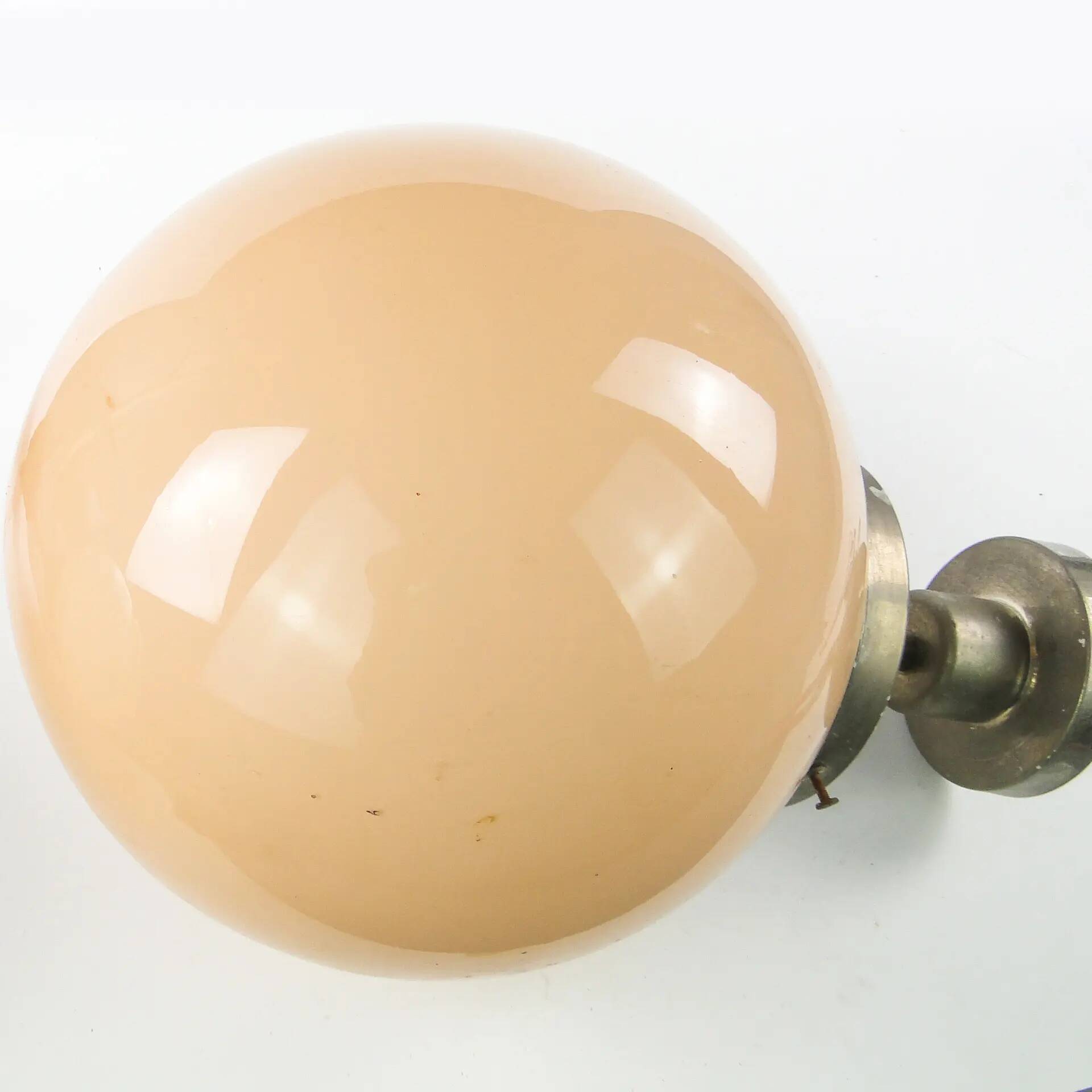 Ceiling lamp, Art Deco, nickel-plated brass, beige glass, Austria, 1930s