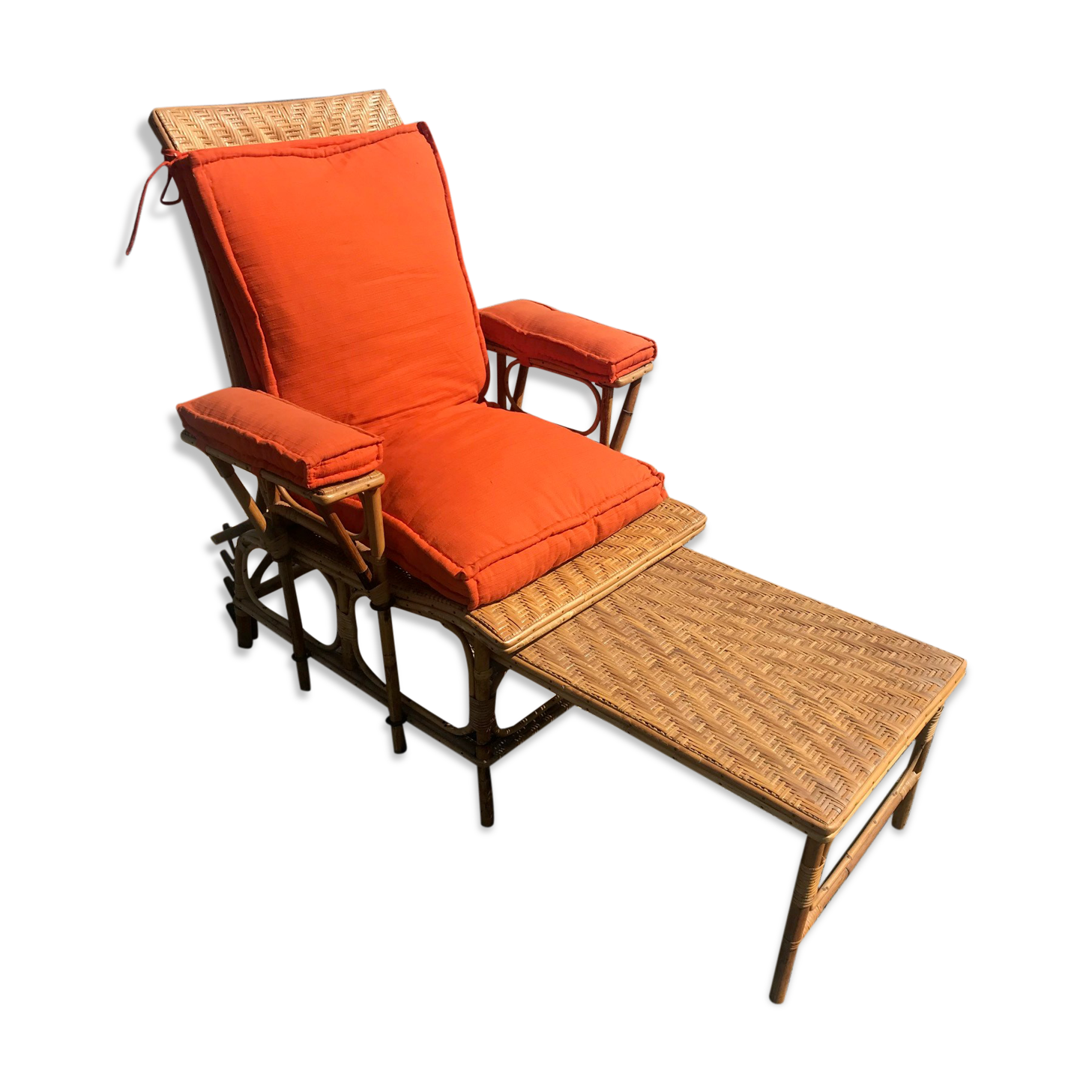 Rattan long chair and cushion