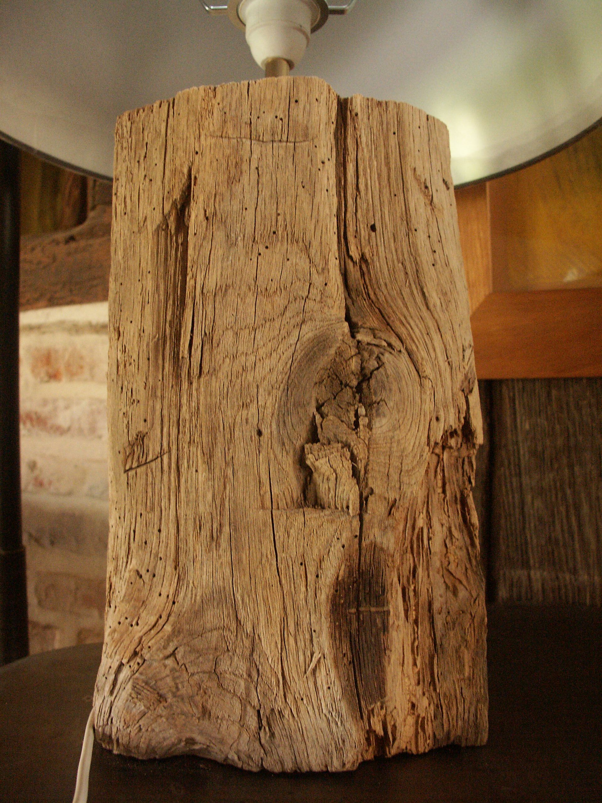 Lamp on old oak beam