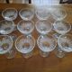 Set of 12 cut glass champagne glasses monogrammed EB.