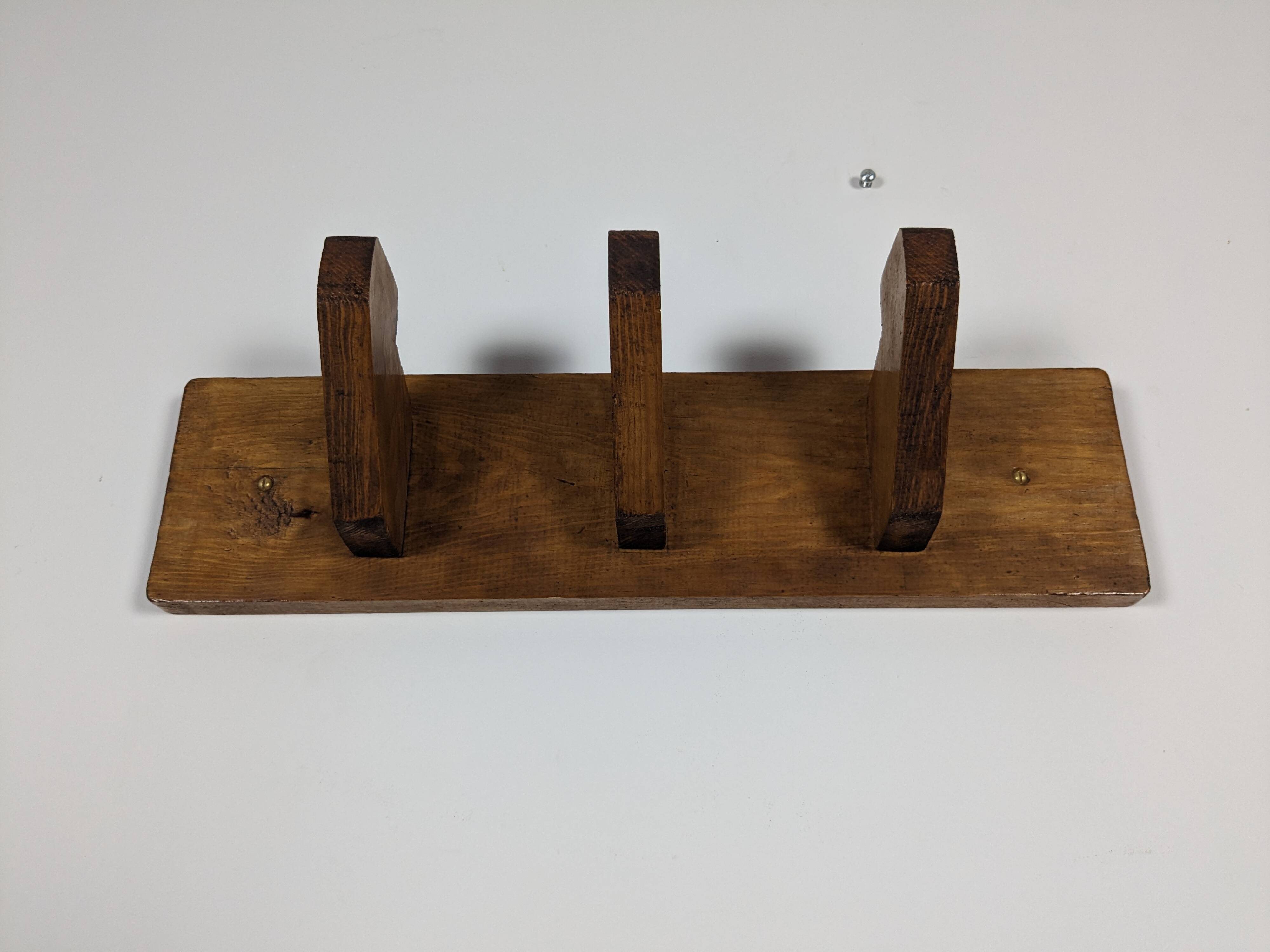Patère triple vintage esprit art déco en bois massif