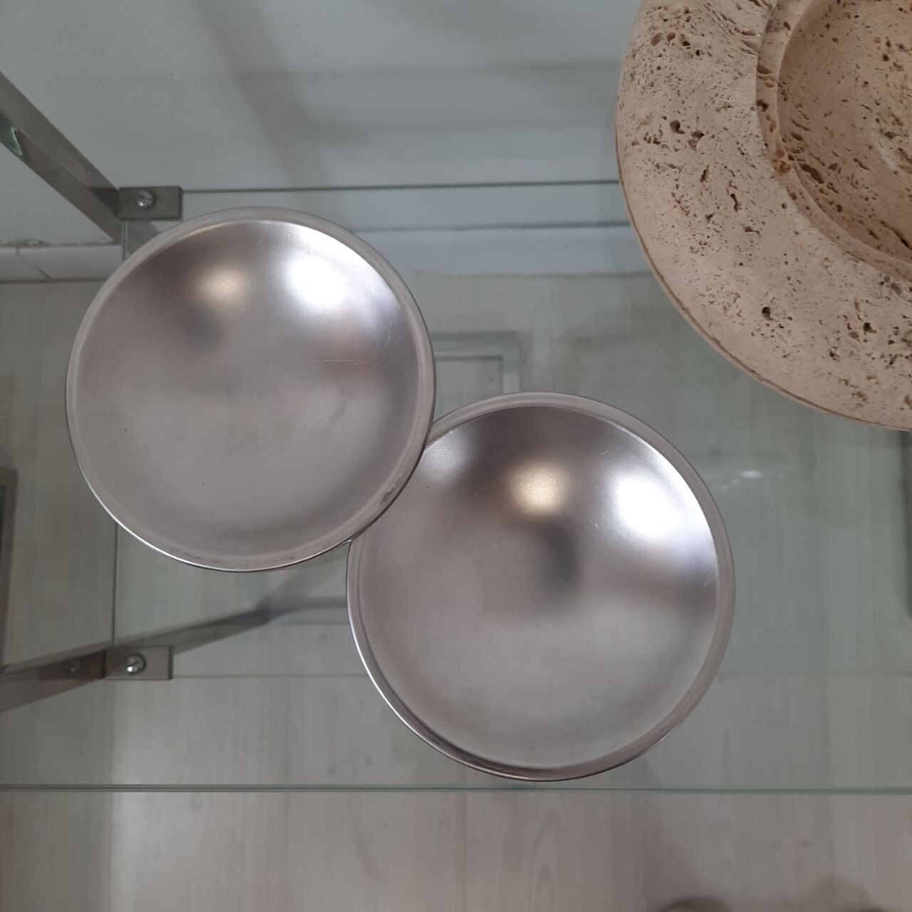 Pair of valet trays - 1980s - travertine