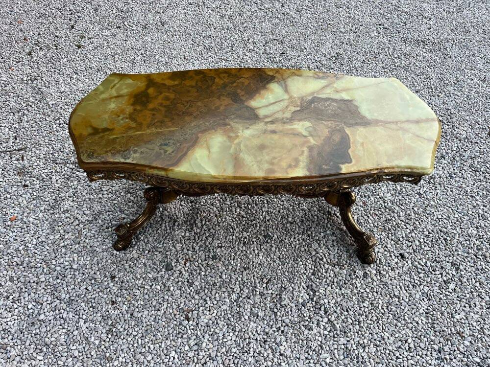 Marble and brass coffee table